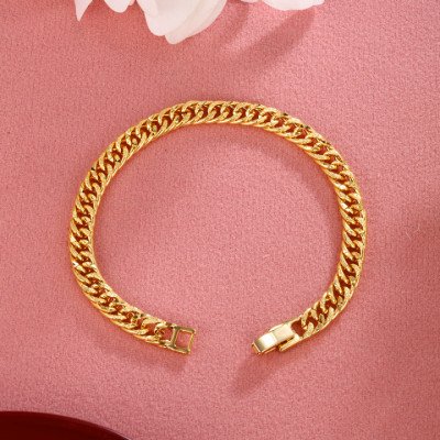 Plated Copper Bracelet Men's Lady Couple Jewelry Alloy Curb Necklace