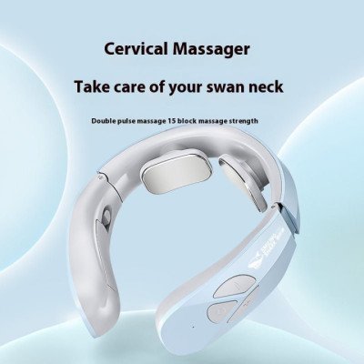 Electric Neck Massager EMS Pulse Rechargeable Cervical Traction Therapy Massage Stimulator Pain Relief Heating Function